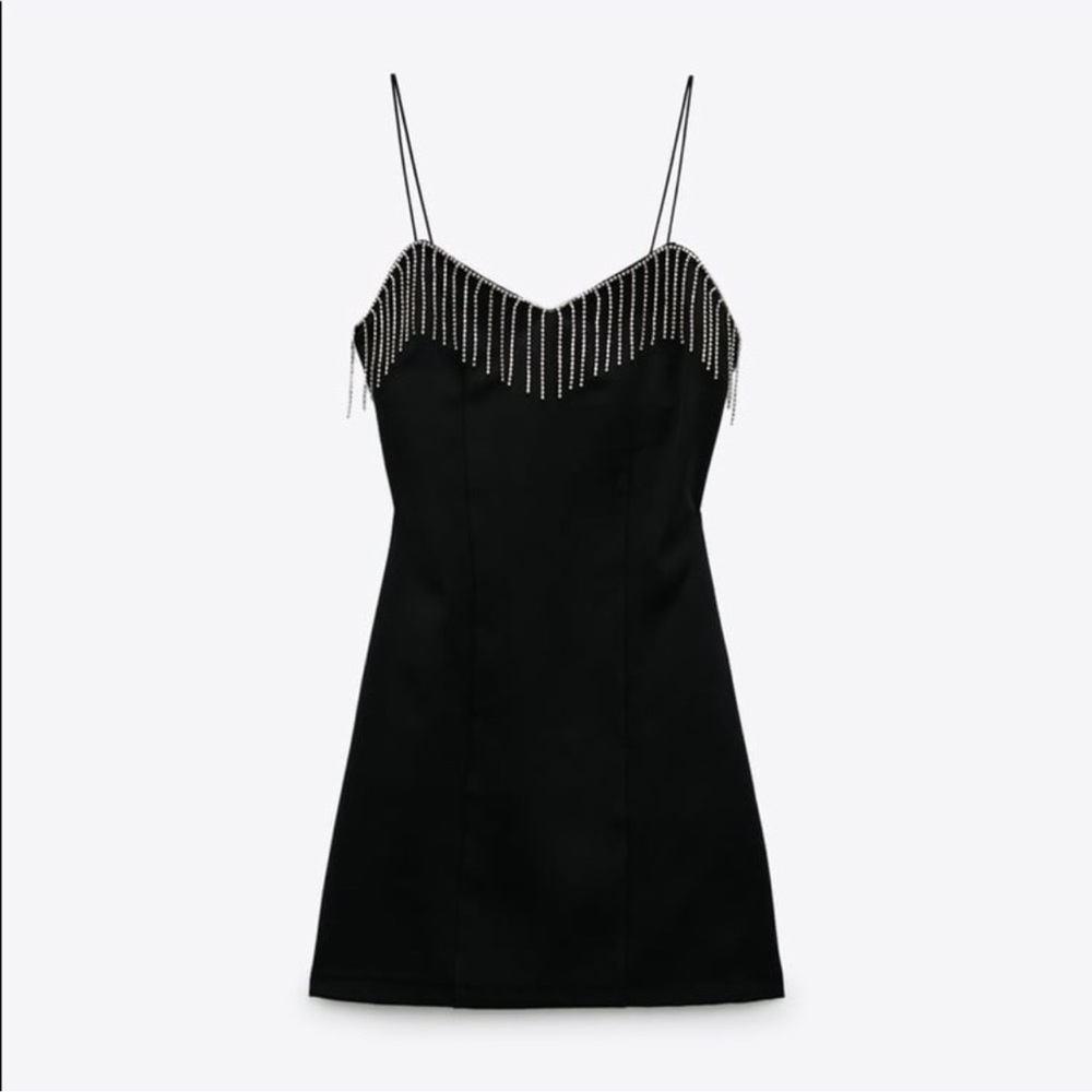 ZARA FRINGE RHINESTONE DRESS